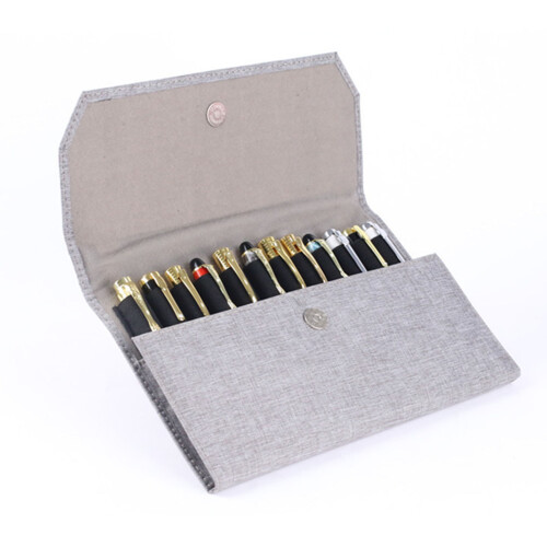 12 Compartment Pen Bag for Various Pen-black lychee pattern 2