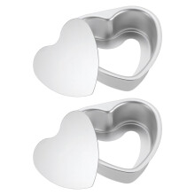 sourcing map 2Pcs Heart Shaped Cake Pan with Removable Loose Bottom 4" Cheesecake Aluminum Nonstick Layers Baking Pan for Wedding Birthdays Party