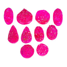 GEMKORA (10 pcs) Pink Quartz Druzy Mix Gemstones, Home, Office, Living Kitchen, Room Decor, Loose Gems, DIY, Wire Wrapping, Reiki, Wikka, Healing