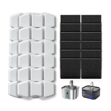 Invengo Replacement Filters for Cat Water Fountain, 12 Carbon Filters & 12 Foam Sponges Compatible with Invengo MeowFlow B10 & B20 Pet Water Fountains
