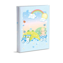 Mareli Photo Album, Sky Blue, Baby Birth with Journal, 23 x 30 cm, 56 White Pg and 4 Pg Customisable Journal, Thick and Durable Cardboard Pages