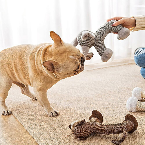 Brinquedo de linho para cães com apito, reforçado com pele sintética macia. 2