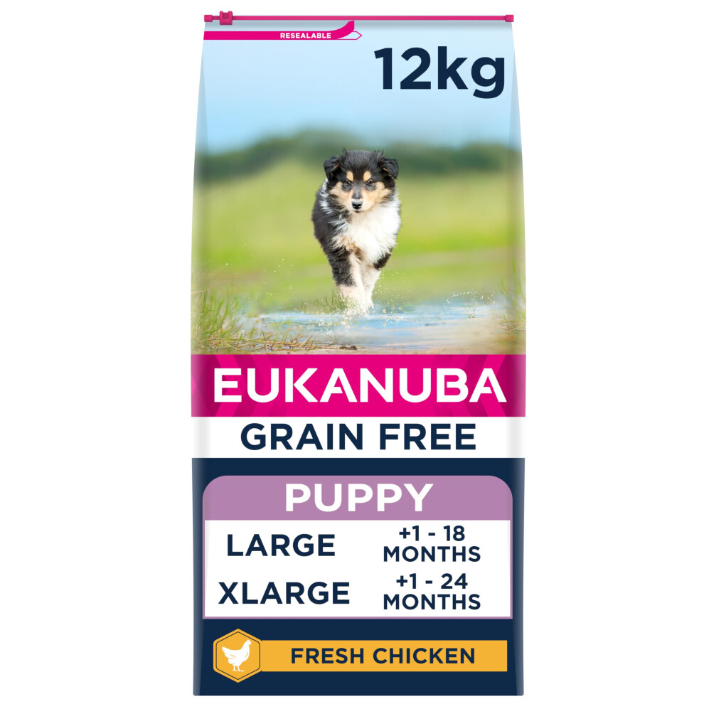 Eukanuba Free Complete Dry Dog Food For Puppy Large And Giant Breeds With Fresh Chicken 12 Kg Grain