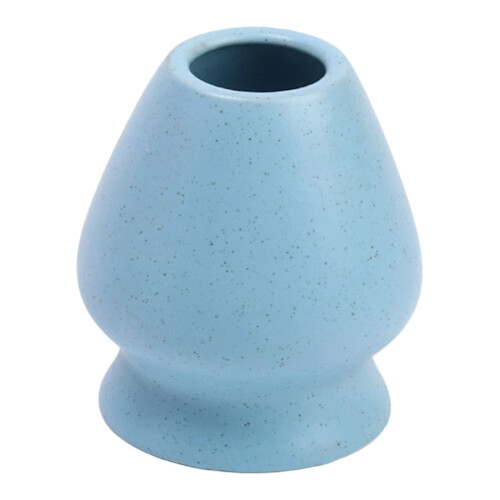 Supporto in ceramica per frusta da matcha – Smalto blu rustico 1