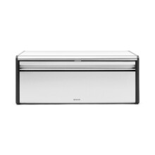 Brabantia Fall Front Bread Bin ? Large Countertop Storage Box for Bread, Bagels, Rolls ? Space-Saving Design with Flat Top ? Matt Steel