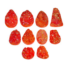 GEMKORA (10 pcs) Orange Quartz Druzy Mix Gemstones, Home, Office, Living Kitchen, Room Decor, Loose Gems, DIY, Wire Wrapping, Reiki, Wikka, Healing