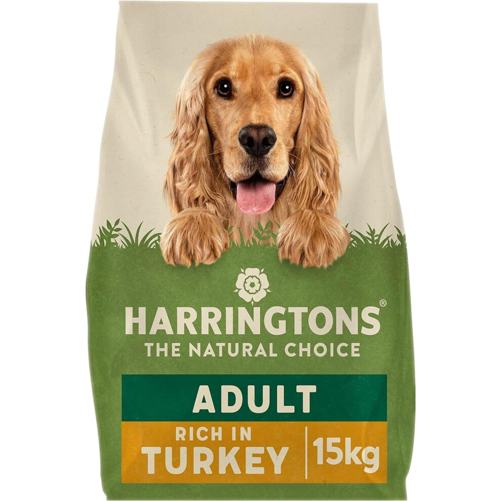 Harringtons Complete Dry Adult Dog Food Turkey & Veg 15Kg - Made With All Natural Ingredients, Packaging May Vary