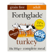 Forthglade Wet Dog Food (18 x 395g Trays) - Grain Free & Hypoallergenic Dog Food, Adult 1 Year+, Turkey with Vegetables, Complete Stomach Sensitive