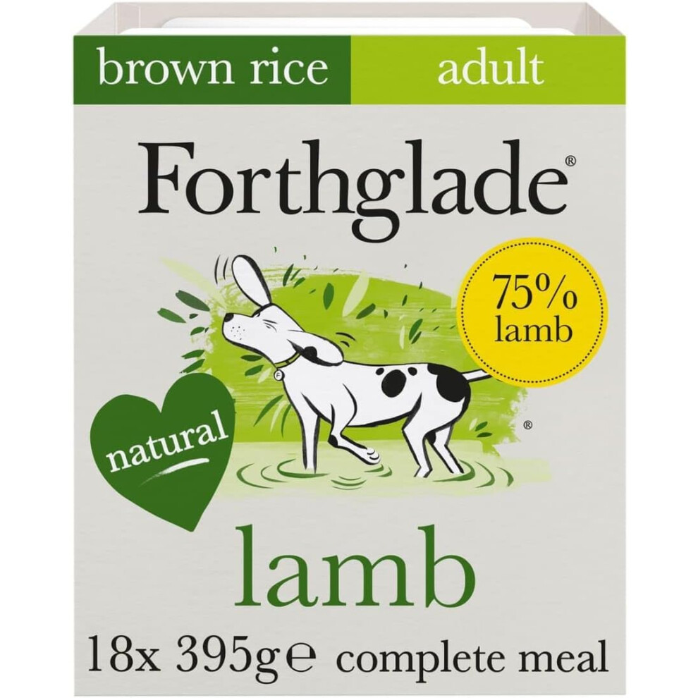 Forthglade Wet Dog Food (18 X 395G Trays) - Wholegrain & Hypoallergenic Dog Food, Lamb With Vegetables And Rice, Adult Stomach Sensitive Meals Brown