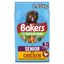 BAKERS Superfoods Senior 7+ Dry Dog Food Chicken with Vegetables 2.85kg (Pack of 4)