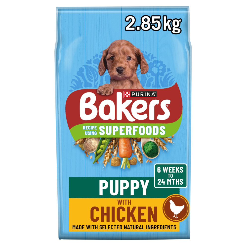 Bakers Superfoods Puppy Chicken With Vegetables Dry Dog Food 2.85Kg (Pack Of 4)