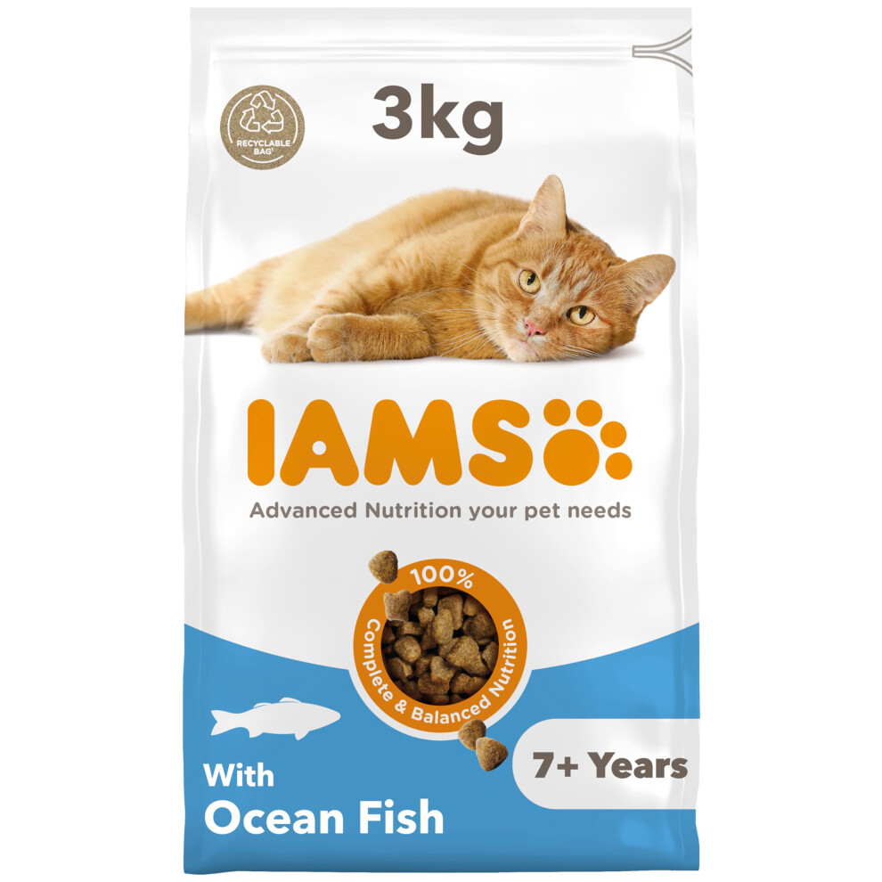 Iams Senior Dry Cat Food Ocean Fish 3Kg