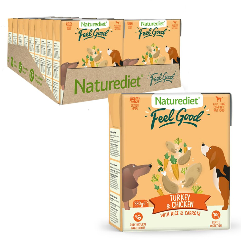 Naturediet - Feel Good Wet Dog Food, Natural And Nutritionally Balanced, Turkey & Chicken, 390G (Pack Of 18)