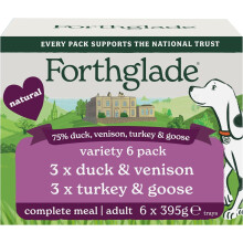 Forthglade Wet Dog Food, National Trust Variety Pack (6 x 395g Trays) - Grain Free & Hypoallergenic Dog Food, Adult 1 Year+, Turkey & Goose and Duck &