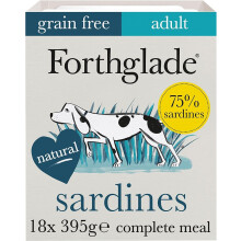 Forthglade Wet Dog Food (18 x 395g Trays) - Grain Free & Hypoallergenic Dog Food, Adult 1 Year+, Sardines with Vegetables, Complete Stomach Sensitive