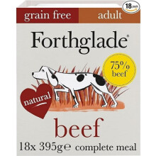 Forthglade Wet Dog Food (18 x 395g Trays) - Grain Free & Hypoallergenic Dog Food, Adult 1 Year+, Beef with Vegetables, Complete Stomach Sensitive