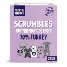 Scrumbles Natural Wet Dog Food, Grain Free Recipe with 70% Turkey and Slippery Elm, 7x 395g