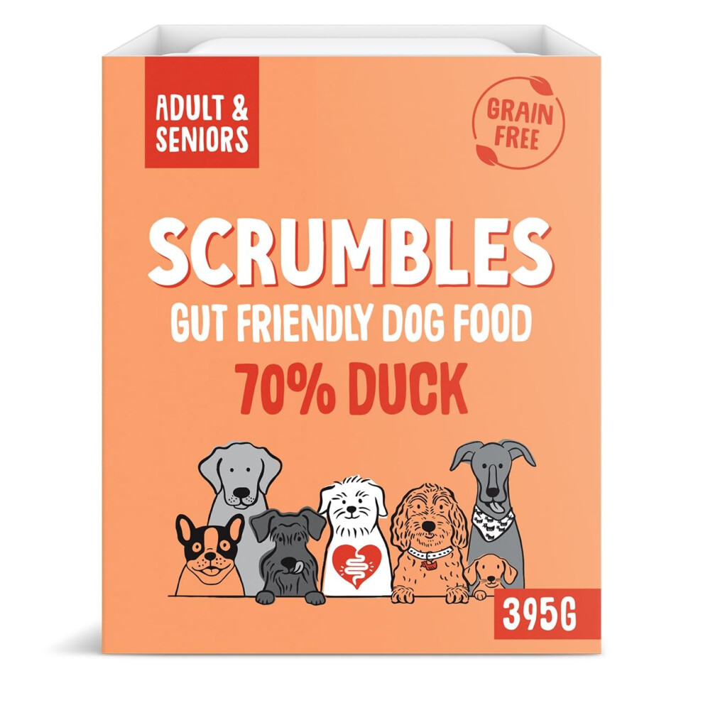 Scrumbles Natural Wet Dog Food, Grain Free Recipe With 70% Duck And Slippery Elm, 7X 395G