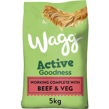 Wagg Active Goodness Complete Dry Adult Dog Food Beef & Veg 5kg (Pack of 3) - For All Active Working Dog Breeds