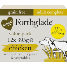 Forthglade Wet Dog Food (12 x 395g Trays) - Grain Free & Hypoallergenic Dog Food, Adult 1 Year+, Chicken with Vegetables, Complete Stomach Sensitive