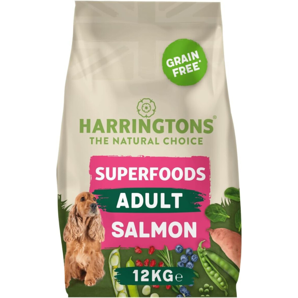 Harringtons Superfoods Complete Free Hypoallergenic With Veg Dry Adult Dog Food 12Kg - Made With All Natural Ingredients Grain/Salmon