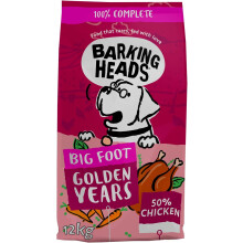 Barking Heads Complete Dry Dog Food 12kg - Senior Big Foot (Large Breed) Golden Years Chicken - Natural Senior Recipe with Joint Support - Vet