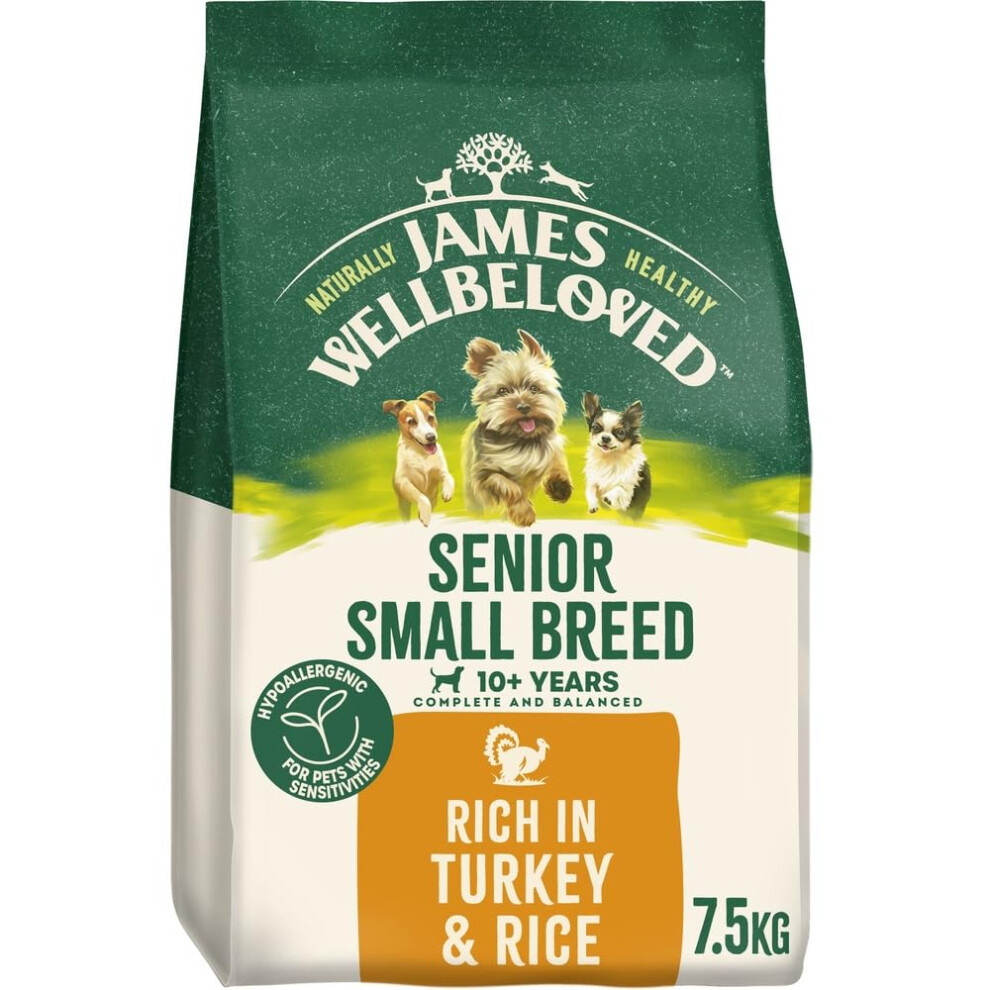 James Wellbeloved Dog Senior Hypoallergenic Dry Food Small Breed Turkey And Rice 7.5 Kg