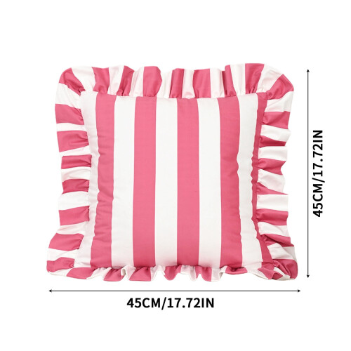 Ensemble de 2 housses de coussin à volants rayées 45 x 45 cm 2