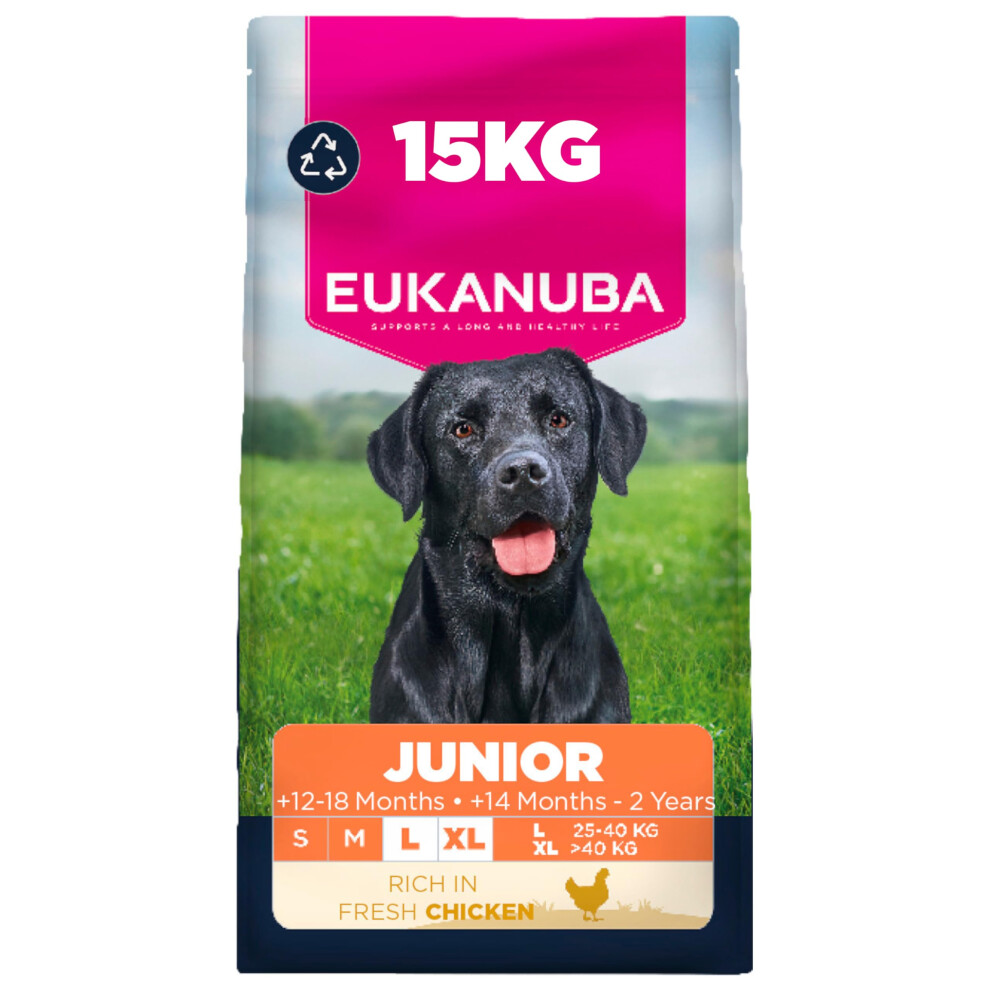 Eukanuba Fresh Chicken - Complete Dry Junior Puppy Food - For Large & Giant Breed Dogs 15Kg
