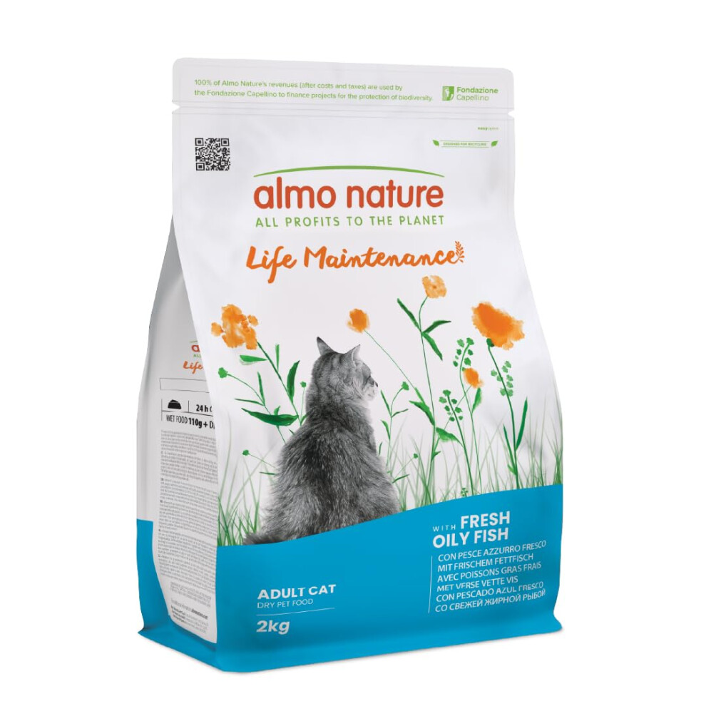 Almo Nature Functional - Life Maintenance - Dry Cat Food For Adult And Mature Cats - Kibbles With Fresh Oily Fish - Daily Feeding, Nutritionally