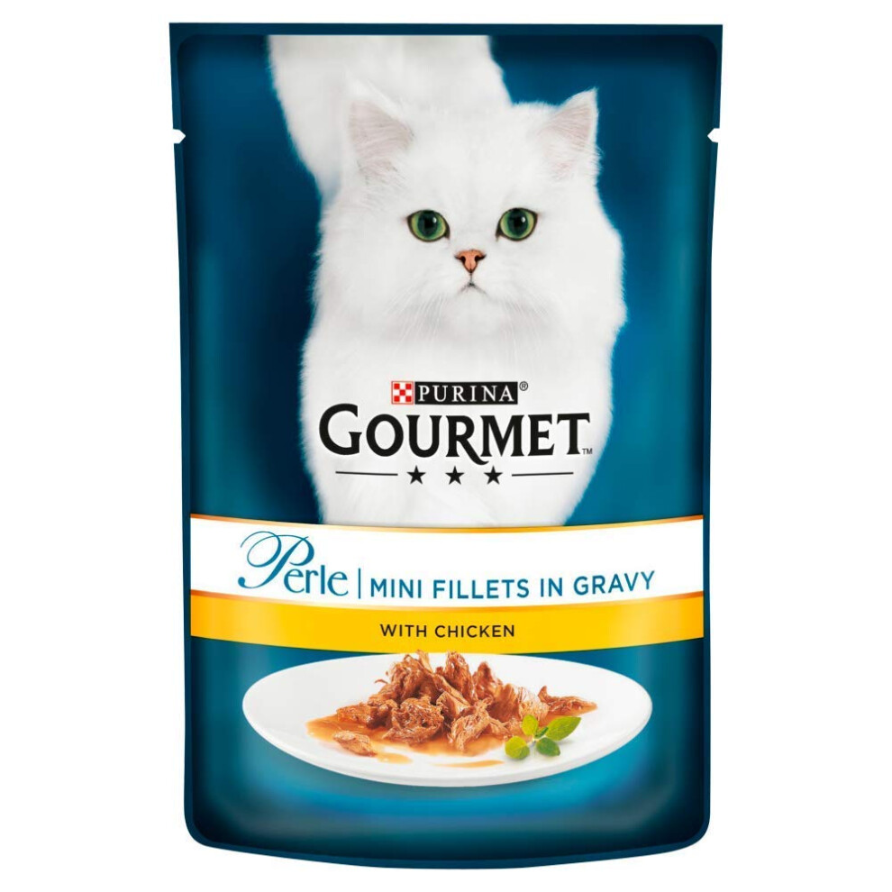 Gourmet Wet Cat Food Perle Mini Fillets Chicken In Gravy 85G (Single Pouch)