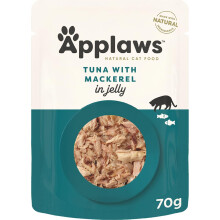 Applaws Natural Adult Wet Cat Food, Tuna Fillet with Mackerel in Jelly 70 g Pouch (Pack of 16)