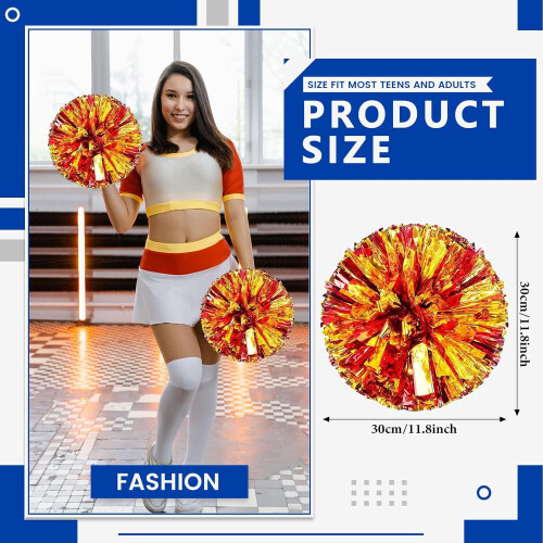 8 metallic cheer pompons van 30 cm met ringvorm 1