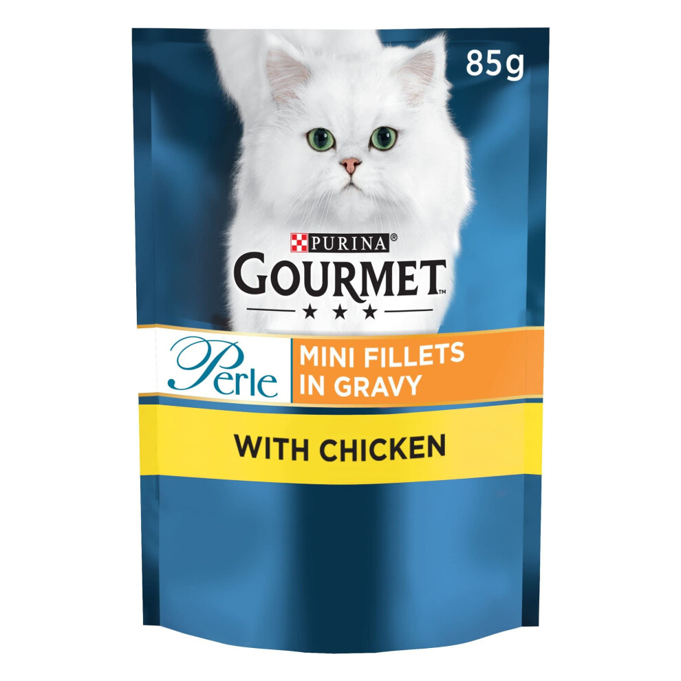 Gourmet Mini Fillets In Gravy Chicken Wet Food Pouch For Adult Cat, 24 X 85 G