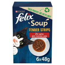 FELIX Soup Tender Strips Farm Selection Wet Cat Food 6x48g (Pack of 8)