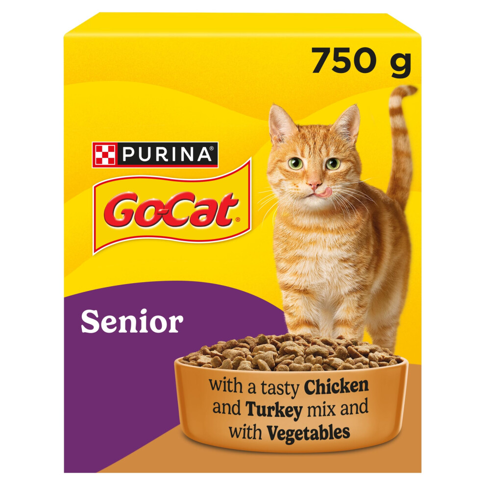 Go-Cat Senior Chicken And Turkey Dry Cat Food 750G (Pack Of 5)