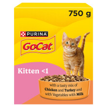 GO-CAT Kitten Chicken, Turkey and Milk Dry Cat Food 750g (Pack of 5)