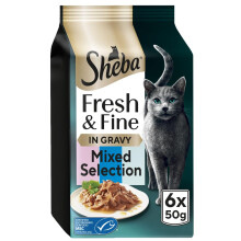 SHEBA Fresh & Fine Cat Pouches with Salmon & Tuna in Gravy 8 x 6x50g