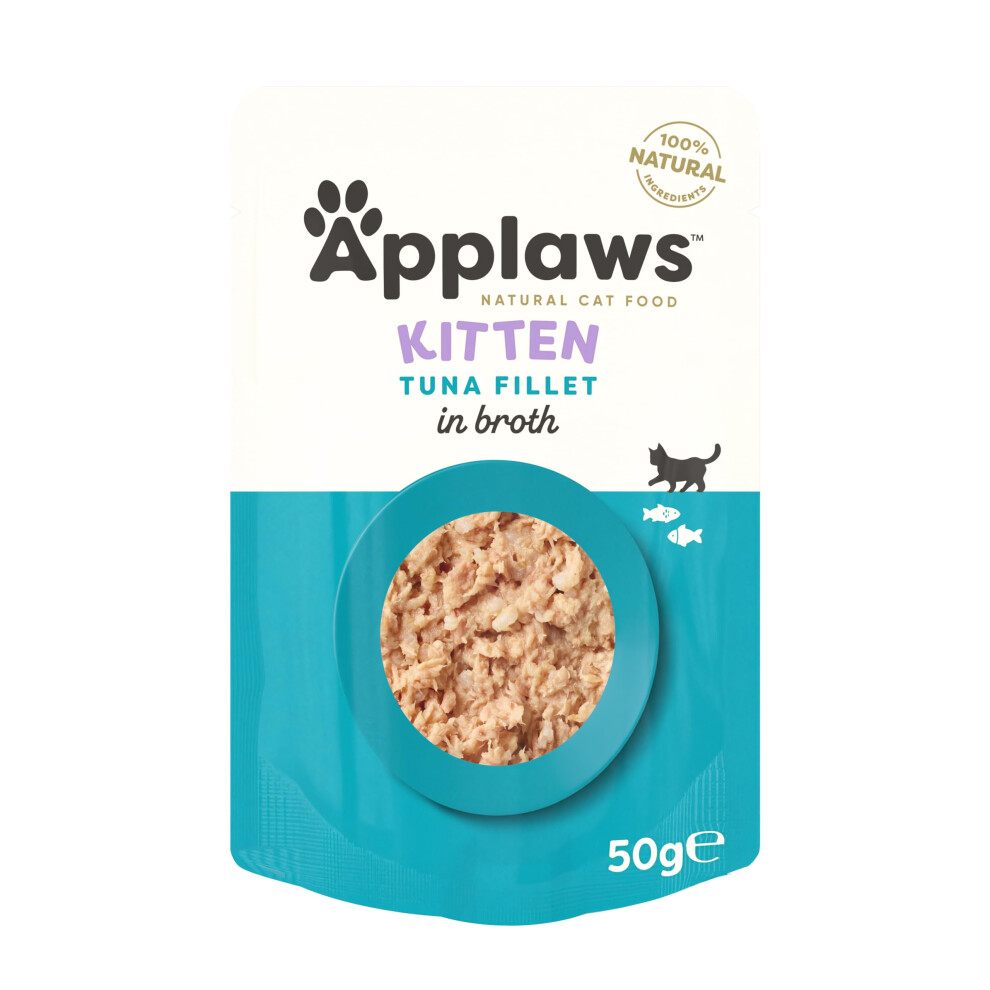 Applaws Natural Kitten Wet Food, Kitten Tuna In Broth 50G Pouch (12X50g Pack)