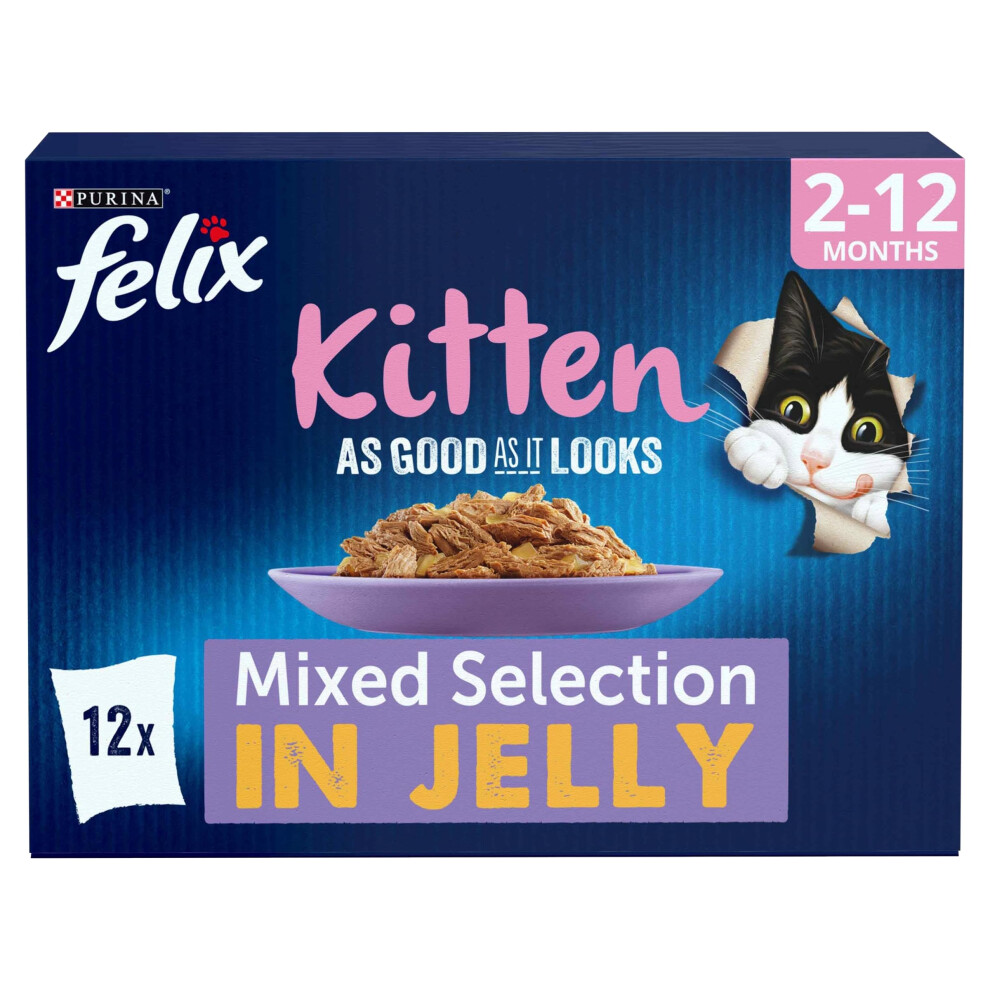 Felix As Good As It Looks Kitten Mixed In Jelly Wet Cat Food 12X85g (Pack Of 4)