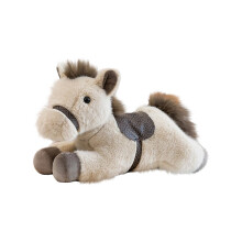 Peluche de caballo blanco tumbado con silla de montar, 30 cm (12 pulgadas)