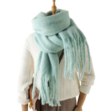 Cachecol grosso com franjas para isolamento térmico de inverno, 180x30cm