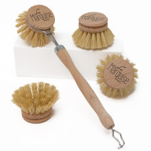 La Marquise - Zero Waste Wooden Dish Brush - Three Replacement Heads Included - Sustainable Washing Up Brushes