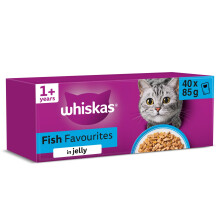WHISKAS Adult Wet Cat Food in Jelly 40x85g Fish Favourites