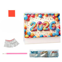 Kit de Calendário de Mesa Diamond Art 2026 – Modelo com Aba e Suporte, 13