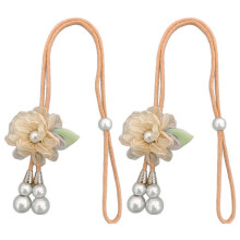 Pearls Embellished Drapery Tiebacks Set Of 2-Milk tea color