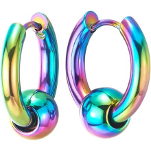 Regenboog Huggie oorringen van roestvrij staal (2 stuks)