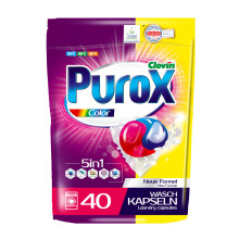 PUROX COLOR Laundry Capsules (40 Washes) Dual-Compartment Capsules for Coloured Clothes, Doypack