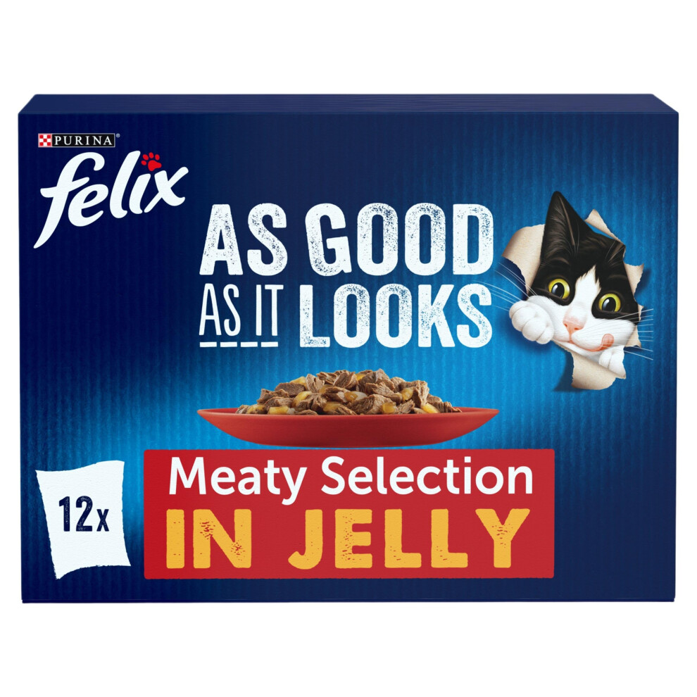 Felix As Good As It Looks Meaty Selection In Jelly Wet Cat Food 12X85g (Pack Of 4)
