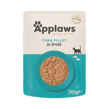 Applaws 100% Natural Wet Cat Food, Tuna Fillet in Broth 70g Pouch for Adult Cats (12 x 70g Pouches)